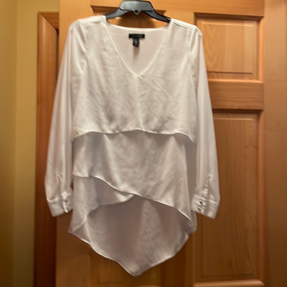 Beautiful sheer layered high low WHBM blouse in size 4.